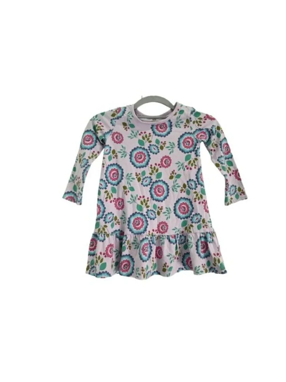 Tea Collection Girls Floral Drop Waist Dress Ruffle Lavender Pink Blue Size 4